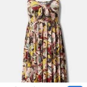 Torrid Super Soft Bow Front Skater Dress Floral